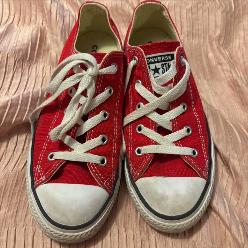 Converse Kids Red Low-Top Canvas Sneakers with White Accents